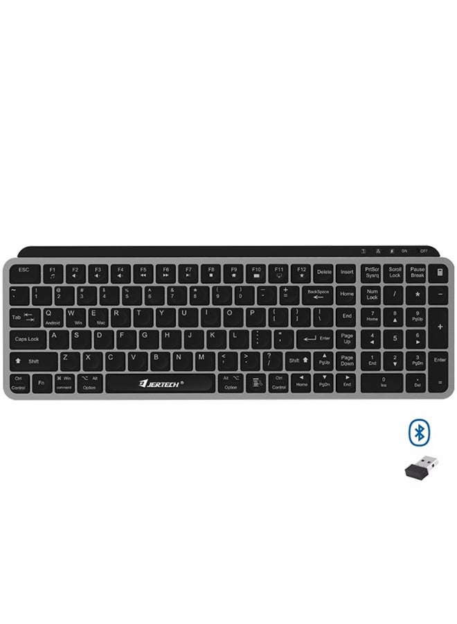 جيرتك لوحة مفاتيح لاسلكية KBT231، فائقة النحافة وقابلة لإعادة الشحن، مزودة بمفاتيح اختصار للوسائط، متوافقة مع أجهزة الكمبيوتر المكتبية والمحمولة وأجهزة Surface والتلفزيونات الذكية وأنظمة التشغيل Windows 11/10/8/7 - Image 1